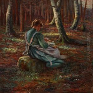 A Woman With Her Infant In The Forest, Spring by Carl Gustaf Rahmberg