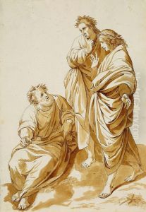 Drei Dichter Nachraphaels "parnass" by Johan Anton Alban Ramboux