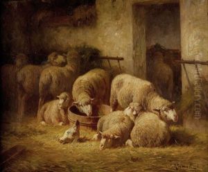 Moutons A La Bergerie by Jules Louis Rame