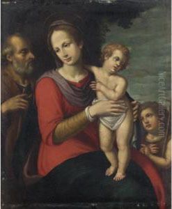 Sacra Famiglia Con San Giovanni by Giovanni Battista Ii Ramenghi Il Bagnacavallo