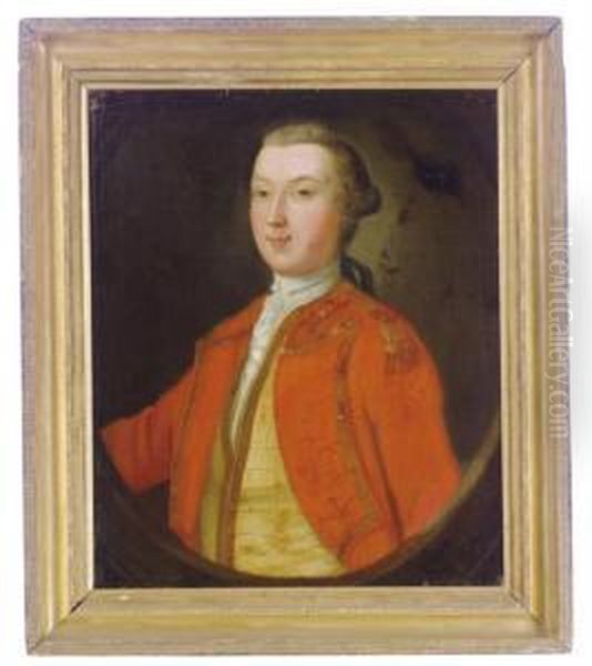 Portrait Of An Officer, Three-quarter Length In A Red Tunic, In Apainted Oval - view 1