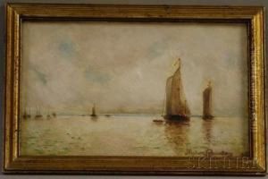 Sailboats On Quiet Sea by Milne Ramsey