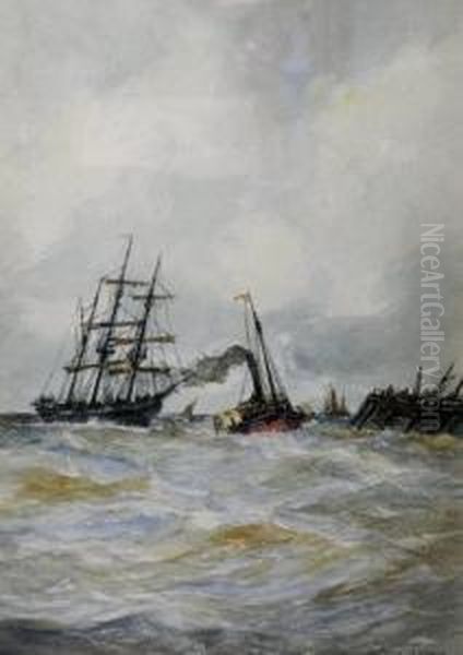 Sailing Boats And A Paddle Steamer Off A Jetty - view 1