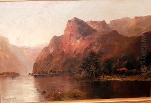 Cottage Beneath The Mountain At Sunset