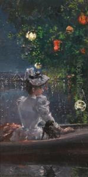 Femme Elegante En Yole Sous Les Lampions - view 1