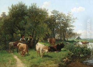 Paysage Avec Bergers En Conversation