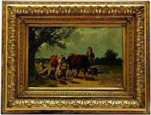 Campesina Con Vacas - view 1