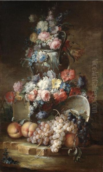Nature Morte Con Vasi Di Fiori E Frutta - view 1