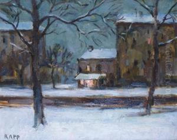 Rue Sous La Neige A La Tombee Du Jour - view 1