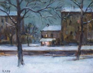 Rue Sous La Neige A La Tombee Du Jour by Alex Rapp