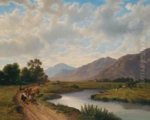 Idyllic Landscape In The Foothills Of The Alps by Johann Rudolf Rapp
