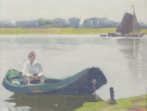Junger Mann Im Boot by Alfred Rasenberger