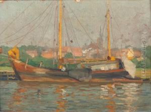 Segelschiff Vor Stadtkulisse by Alfred Rasenberger