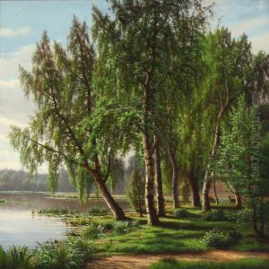 Forrest With A Lake And Dears by Eiler Rasmussen-Eilersen
