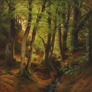 Spring Forest With A Minor Stream by Eiler Rasmussen-Eilersen