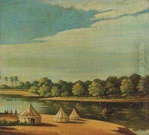 A Military Encampment On The Banks Of The Euphrates
