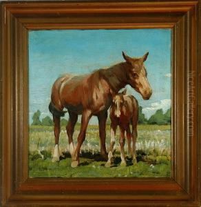 A Horse With A Foal by Lars Rastrup