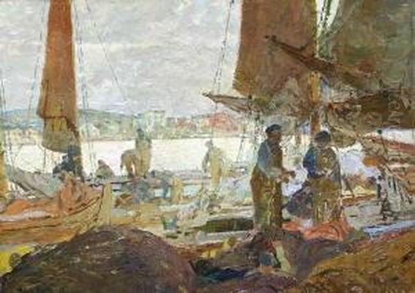 Marstrand. Fischer Mit Ihren Booten Im Hafen Der Schwedischen Insel Marsstrand - view 1