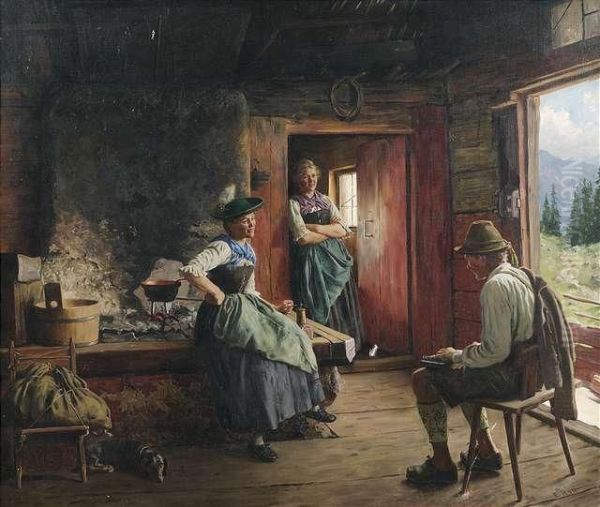 Zither Player In An Alpcottage. - view 1