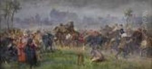 Wettkampf Der Pferdegespanne.