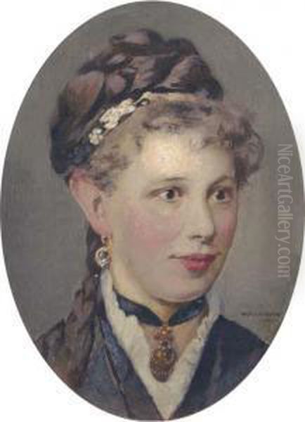 Portrait Of A Lady, Bust-length, Wearing A Bonnet And Gold Choker;and Portrait Of A Gentleman, Thought To Be Her Husband - view 1