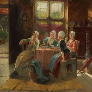 Dutch Interior With Four Ladies At A Table Dutch Interior With Four Ladies At A Table