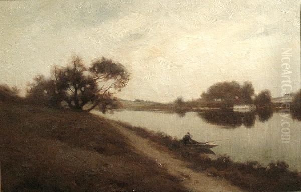 A River Landscape With A Figure In A Rowboat In The Foreground, 1908 - view 1