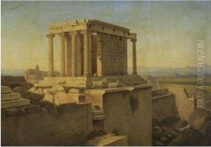 Temple Ruins On The Acropolis; The Erechthion Of The Acropolis, Athens; A Pair by Alexandre Raulin