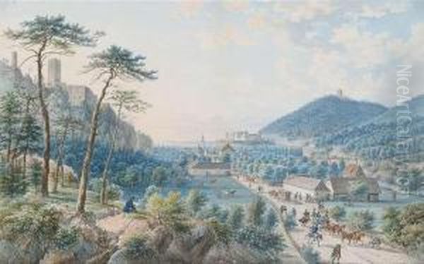 Extensive Ladscape With A Castle On A Hill. - view 1
