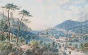 Extensive Ladscape With A Castle On A Hill. by Johann Tobias Raulino