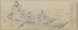 Bauerinnen Mit Kindern Im Heuboot. by Karl Raupp