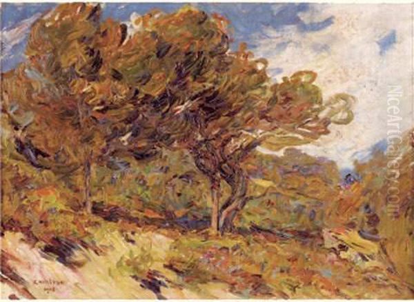 Paysage Provencal Aux Grands Arbres - view 1
