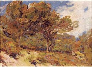 Paysage Provencal Aux Grands Arbres by Joseph Ravaisou