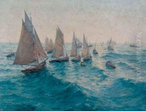 Regate A Saint-vaast-la-hougue by Leon Gustave Ravanne