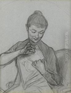 Portrait De Femme by Edouard John E. Ravel
