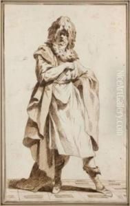 Homme Drape, Coiffe D'un Bonnet De Fourrure by Simon Francois Ravenet Ii