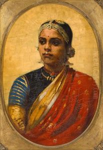 Portrait Of An Indian Girl by Raja Ravi Varma