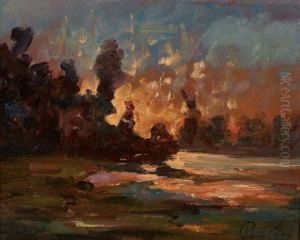 Paysage Au Coucher De Soleil