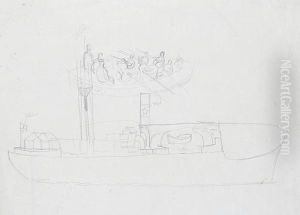 Rowing Boat And Ship In Profile Rowing Boat And Ship In Profile