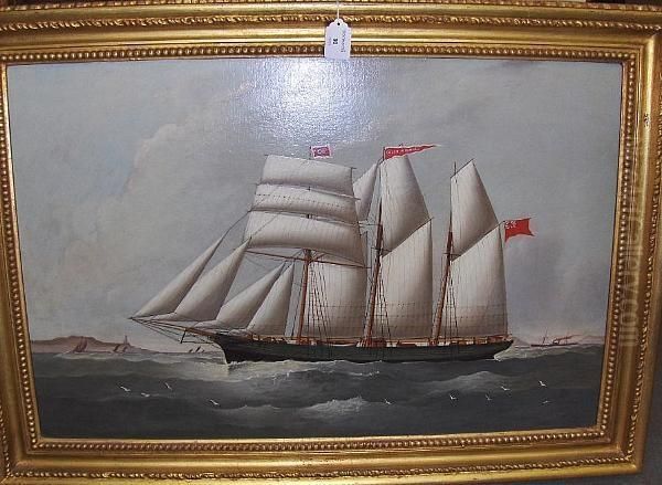 The Three Masted Schooner "ellen Wignall" At Sea - view 1