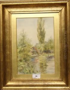Boat House At Rivers Edge by Thomas J. Rawlins