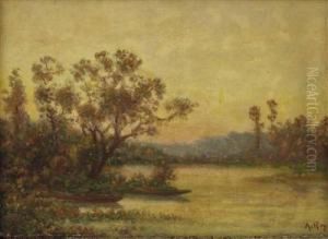 Fluslandschaft Bei Abendstimmung