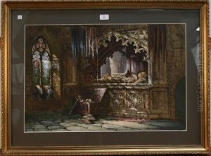 View Of A Gothic Church Interior by Margaret Rayner