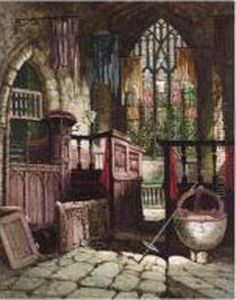 The Interior Of The Chapel At Haddon Hall, Derbyshire by Margaret Rayner
