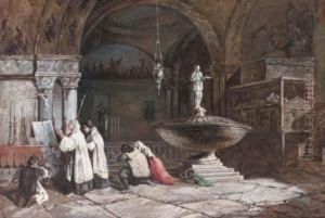Study Of A Church Interior by Samuel A. Rayner