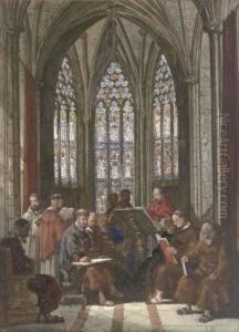 Monks Reading In The Vestry by Samuel A. Rayner