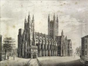 South View Of Canterbury Cathedral by Louis Laurant Raze