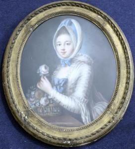 Portrait Of A Lady With A Basket Of Flowers by Catherine Read