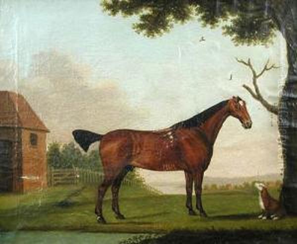 A Bay Hunter And Aspaniel In A Landscape - view 1