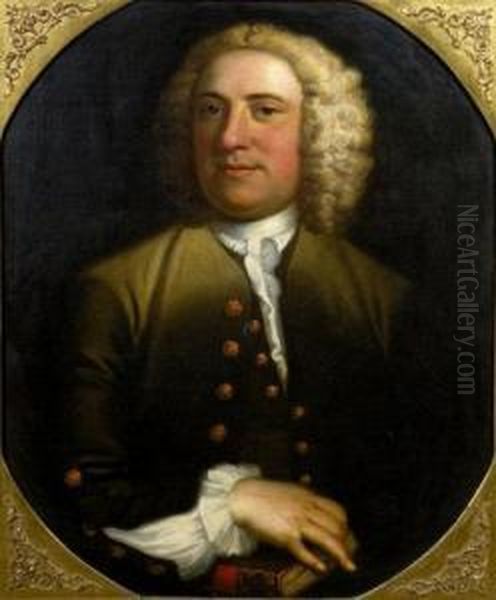 Portrait Of Joseph Littledale (1710-1744) Of Whitehaven Wearing A Green Top Coat And Frilled Collar, Half Length - view 1
